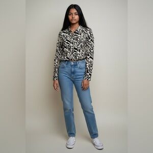 Alexander Jordan Women’s Cream/Black Abstract Print Blouse